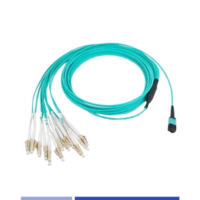12 ファイバー OM3 MTP® から LC シンプレックス 光ファイバー トランクケーブル 女性 LSZH パッチコード 1m