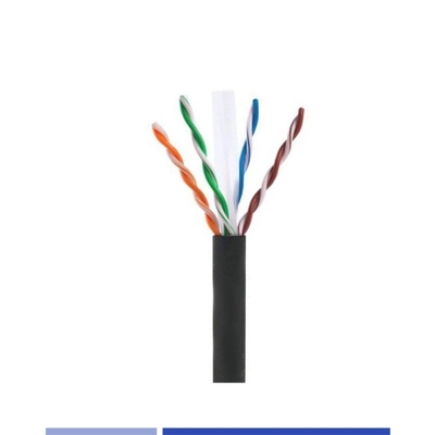 購入 UTP 屋外用 Cat6ケーブル 23AWG 固体銅 4 ペア PE ジャケット 黒 305Mtr オンライン製造