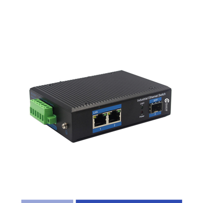 購入 産業用ファイバーメディア変換器 10/100/1000M 2つのRJ45ポートを持つ1つのSFP シングルモードSMFデュプレックス 1310nm 20KM オンライン製造